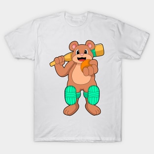 Bear at Cricket with Cricket bat T-Shirt